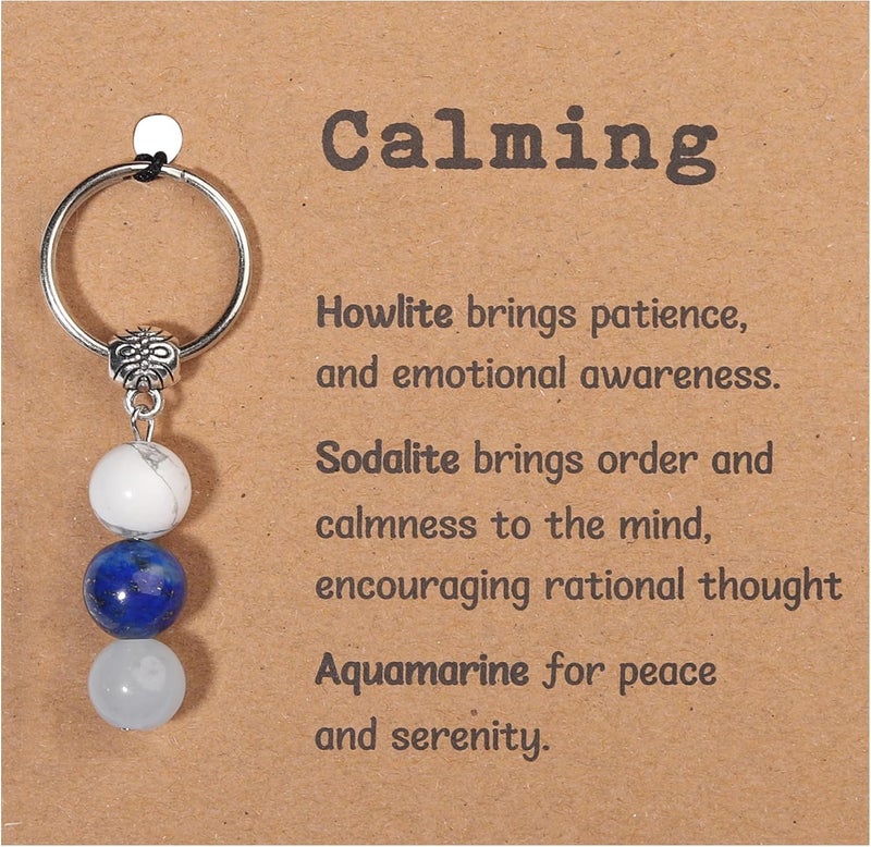 Drogomen Store Healing Crystal Keychain Gift for New Beginnings Calming Anxiety Luck Protection Natural Gemstone Keychain for Women - Image 1